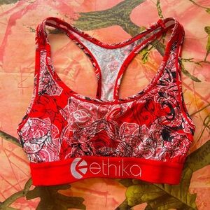 ethika red paisley print sports bra racer back